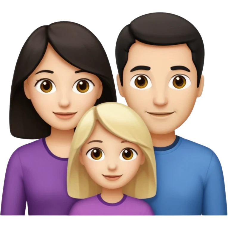 Familia : Hombre pelo oscuro, Mujer pelo oscuro, hija mayor pelo mono , hija menor pelo oscuro. emoji