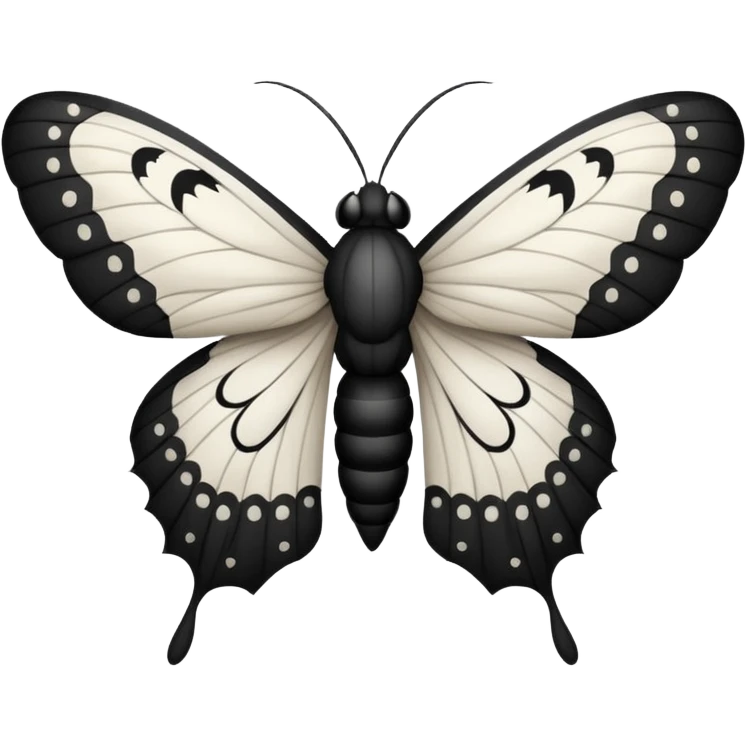 white and black moth emoji