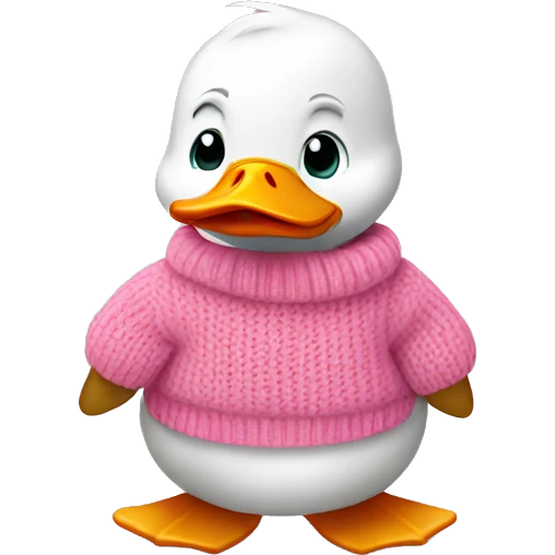 Cute duck with pink sweater emoji
