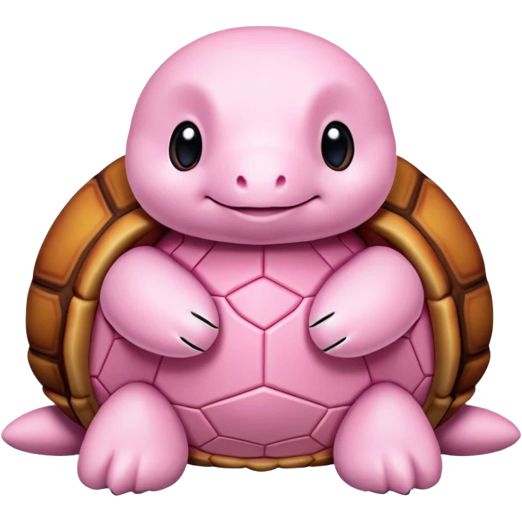 light pink plush turtle that looks exactly like a stuffed animal with visible stitching, perfectly round head, red shell, cute, adorable, soft fabric texture, huggable plush toy appearance emoji