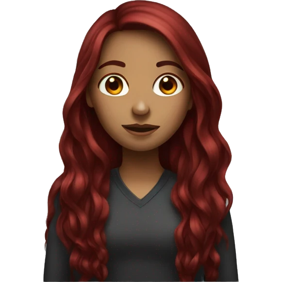 long dark red hair girl emoji