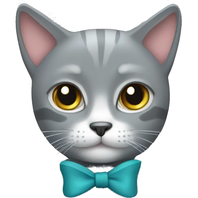 Grey cat with bow emoji