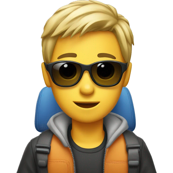 boy in car with sunglasses emoji
