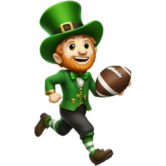 Leprechaun running with a football emoji