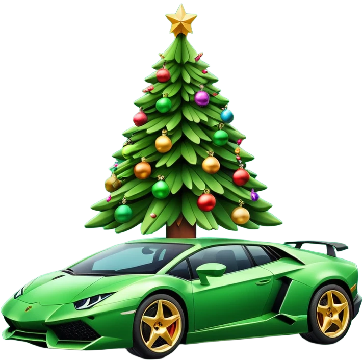 Lamborghini con un árbol de Navidad encima emoji