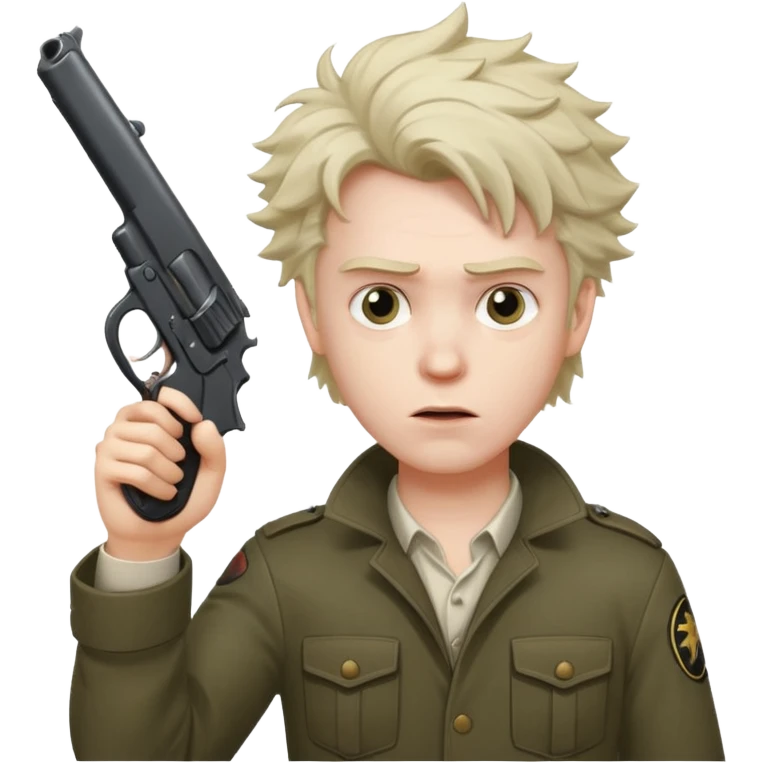 crazy mad man with gun pointing it  emoji