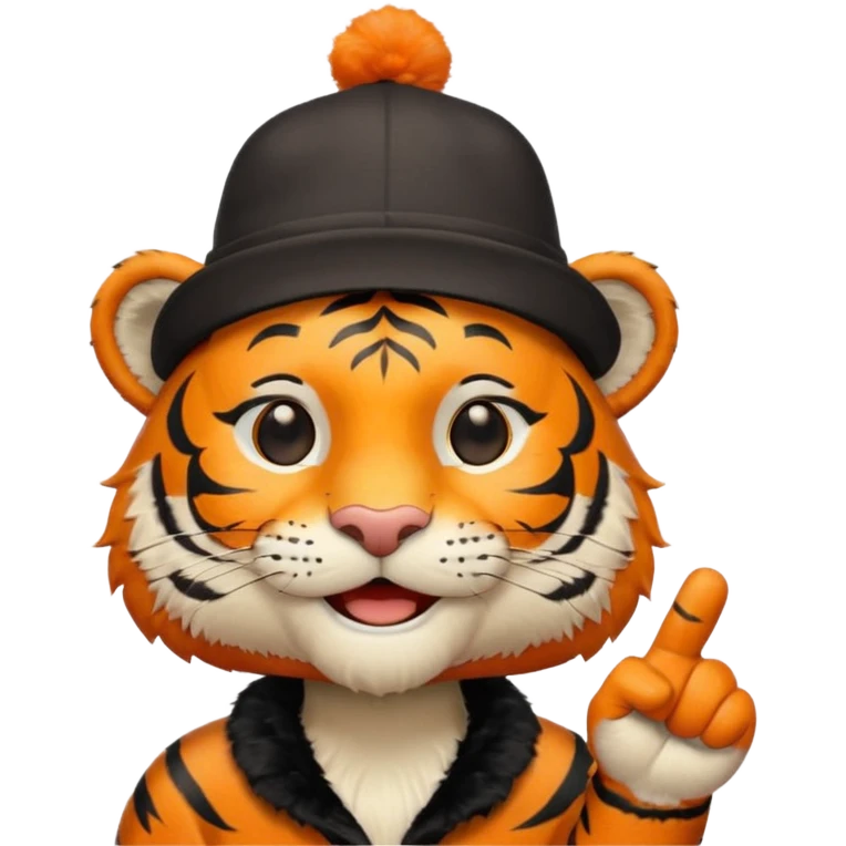 тигр в шляпе с пальцем вверх emoji