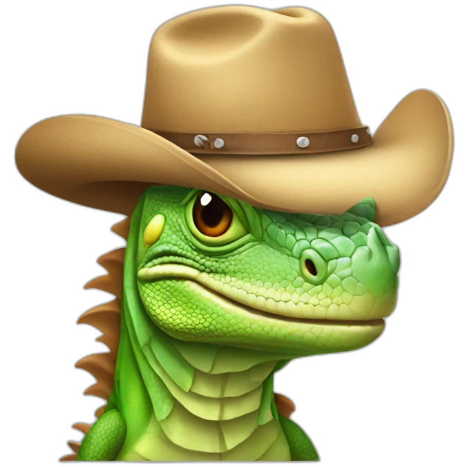 iguana wearing a cowboy hat emoji