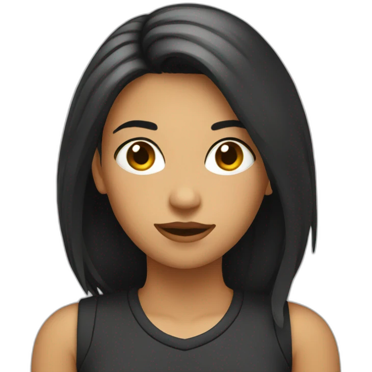 femme avec pull noir troué emoji