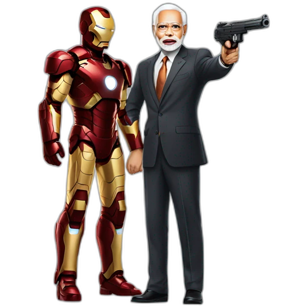 Modi with iron man shoot  emoji