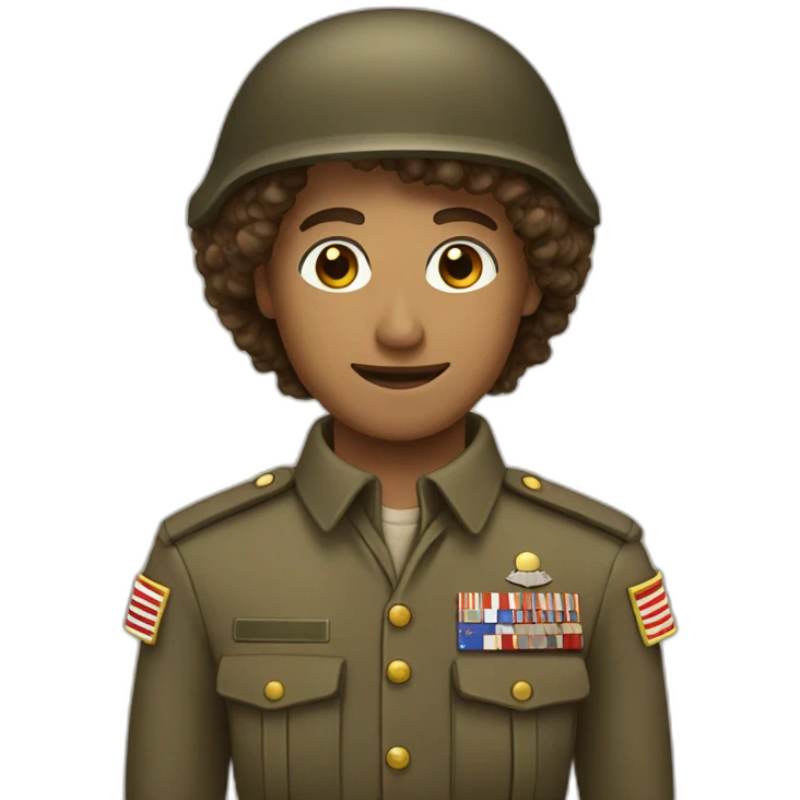 brown curly haired soldier emoji