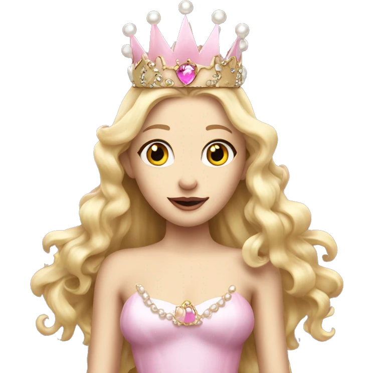 Blonde fairy with long hair and pink lips with a crown of pearls emoji