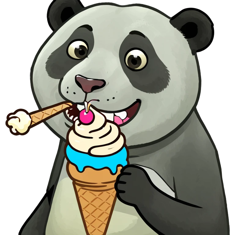 Panda eating ice cream emoji