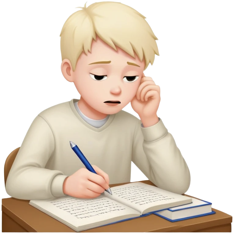 Student frantically writing "Dear God" at the top of an essay paper emoji