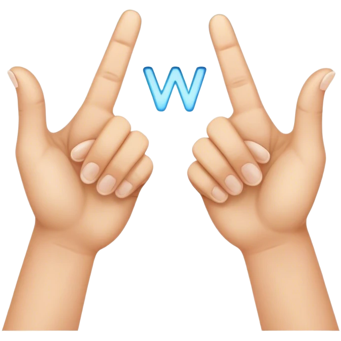 two hands with index fingertips touching, thumbs straight to form a W emoji