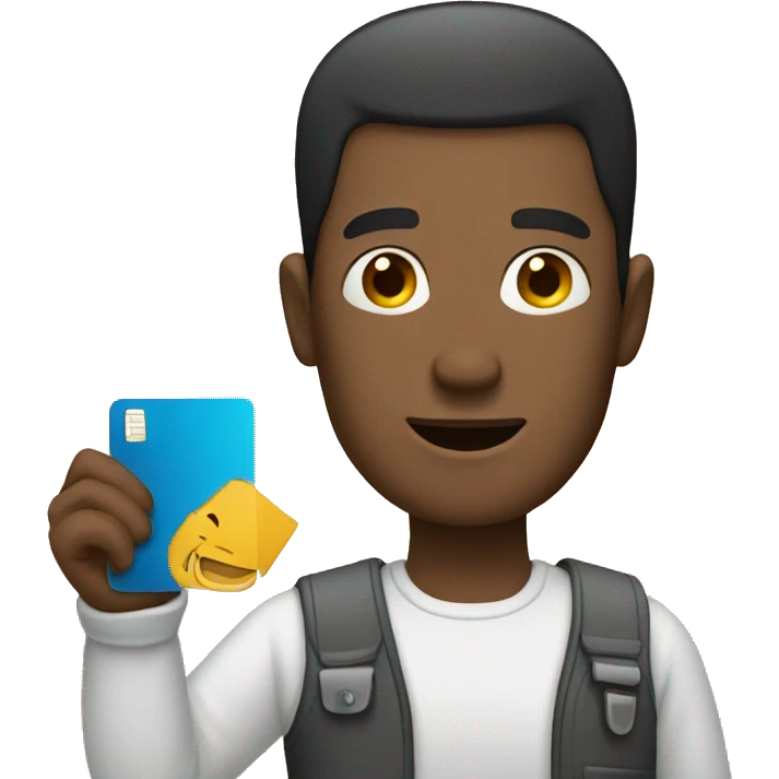 man using his phone with card emoji