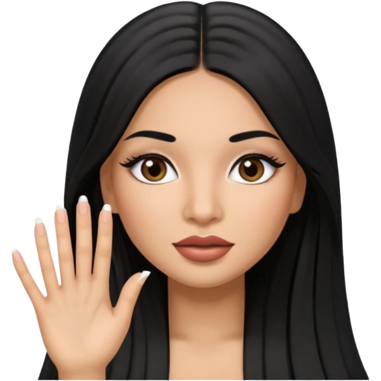 latina girl with straight long hair thats black memoji with nail no lipstick thats a baddie with lashes emoji