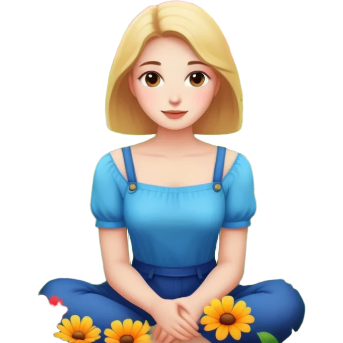 A women sitting in flowers emoji