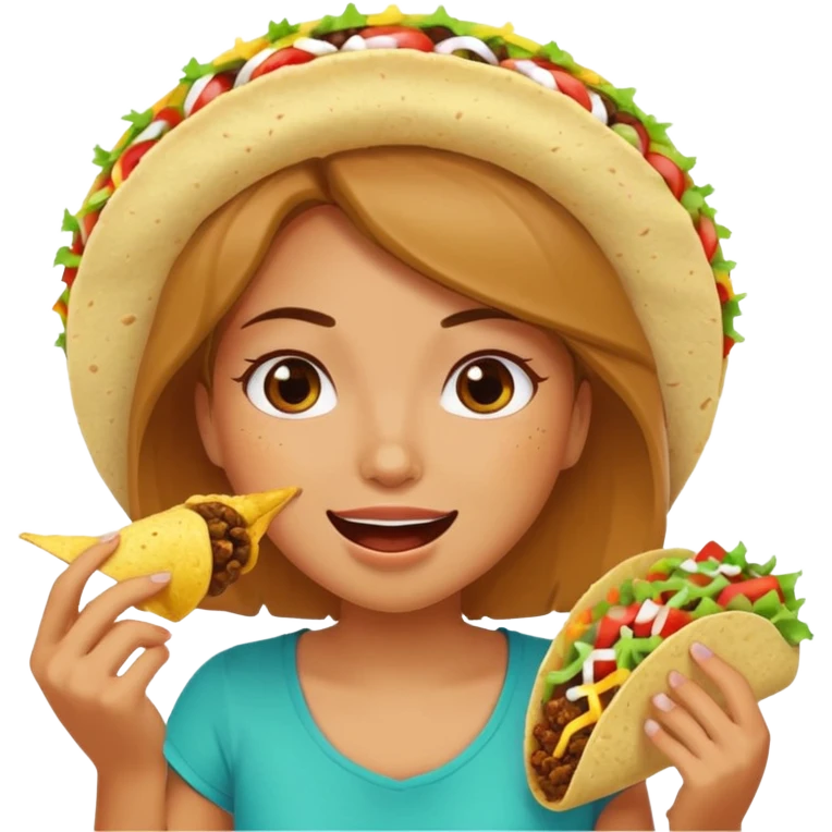 Girl eating taco while sweating  emoji