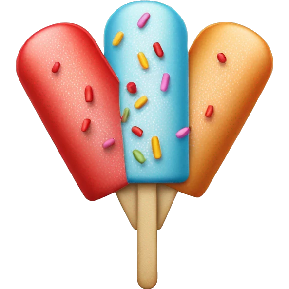 an ice lolly that's split into three sections, the top part is covered in sprinkles, the middle is white and the bottom near the stick is red emoji