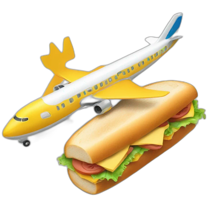 a plane is eating a sandwich emoji
