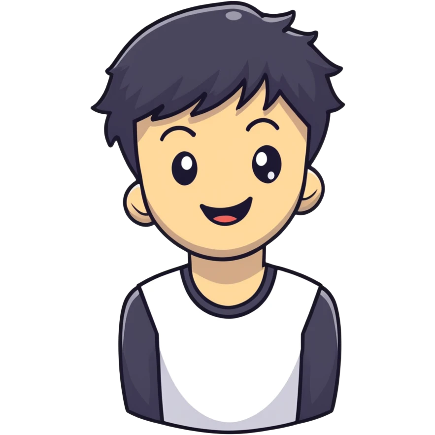 K-pop male idol face with black hair and a big smile emoji