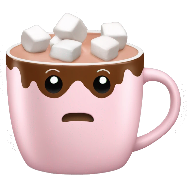 Light Pink mug of hot chocolate with marshmallows  emoji