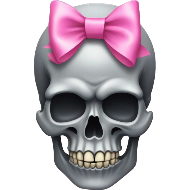 Grey Skull with a pink bow emoji