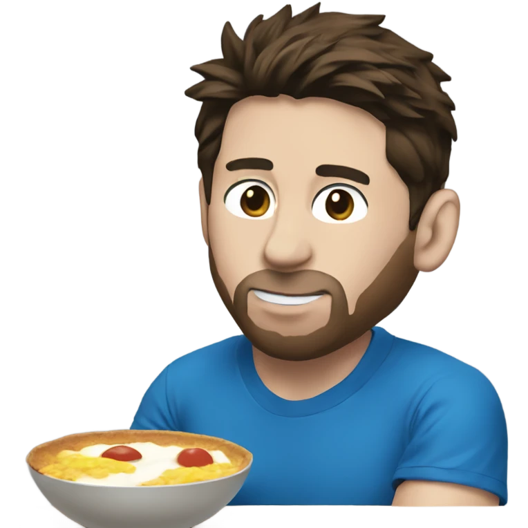 Blue tshirt Messi eating breakfast emoji