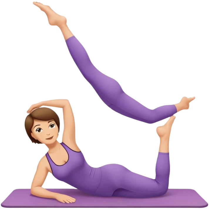 Pretty, sexy, mature, slightly curvy white Woman with short brown hair doing Pilates exercises  emoji