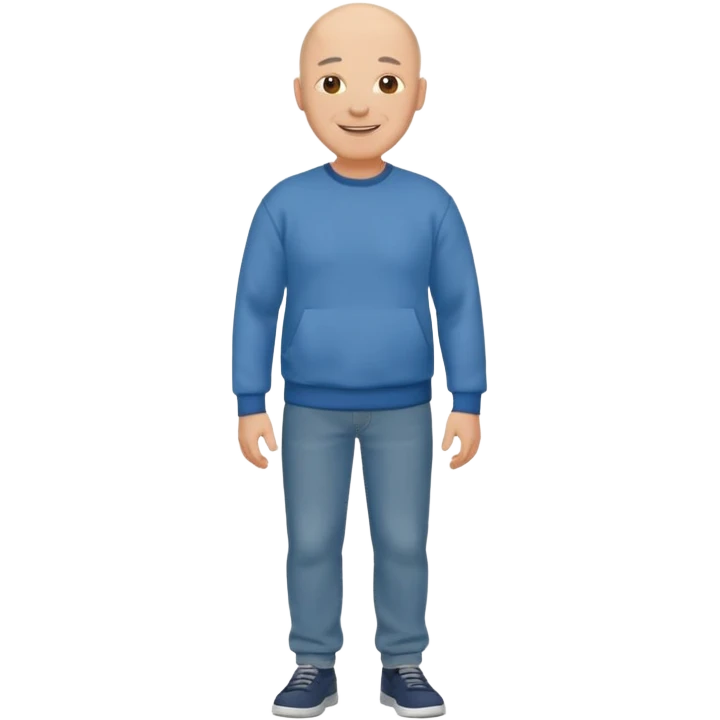 mature bald man sweatshirt and jeans full body emoji