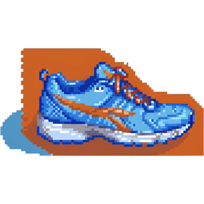 blue running shoe pointing left with 3D effect emoji