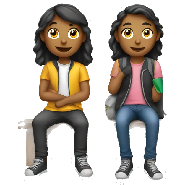 two student sitting across to each other emoji