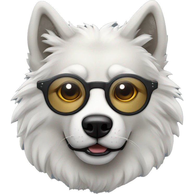 Lobo siberiano con lentes y audifonos emoji