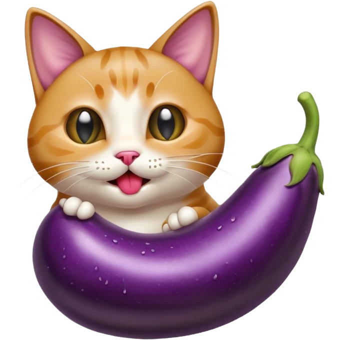 cat licking wet eggplant  emoji