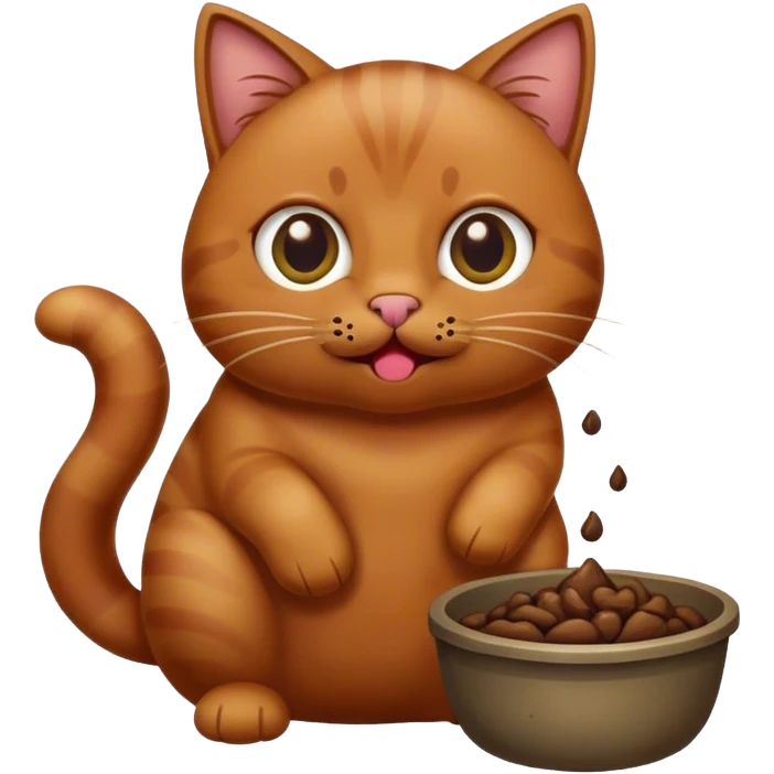 poop getting eaten by a cat emoji