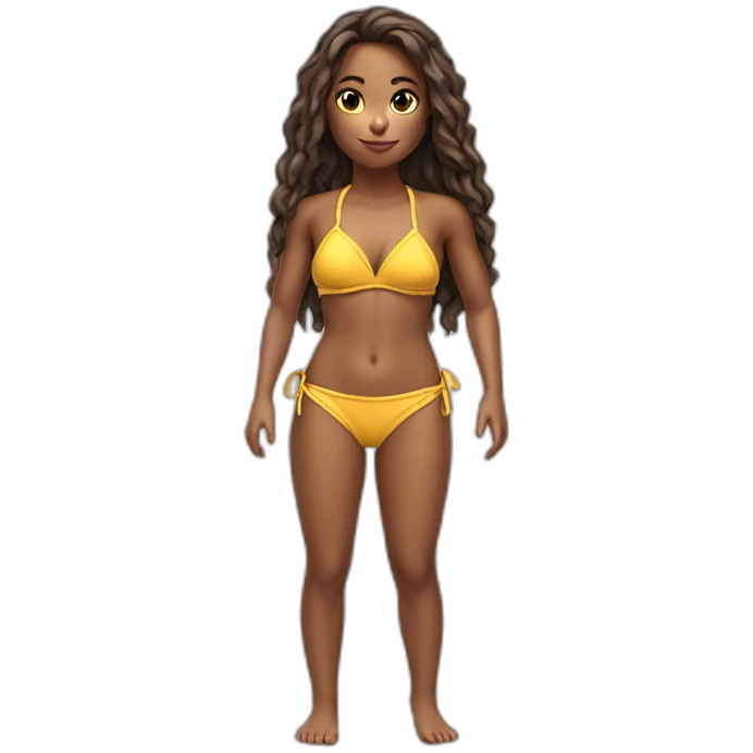 realistic small bikini girl full body low angle view from front emoji