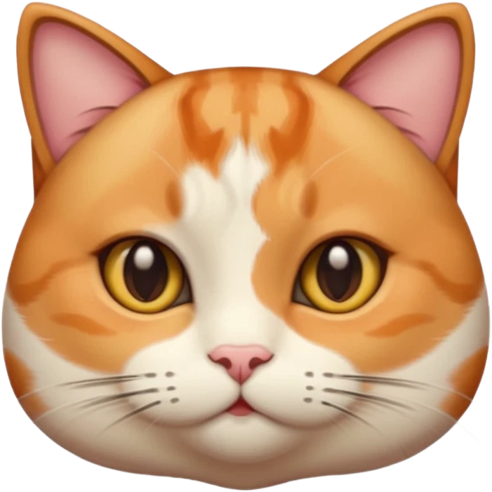 calico cat with cute slim face, small head, hazel eyes, and short but chubby body emoji