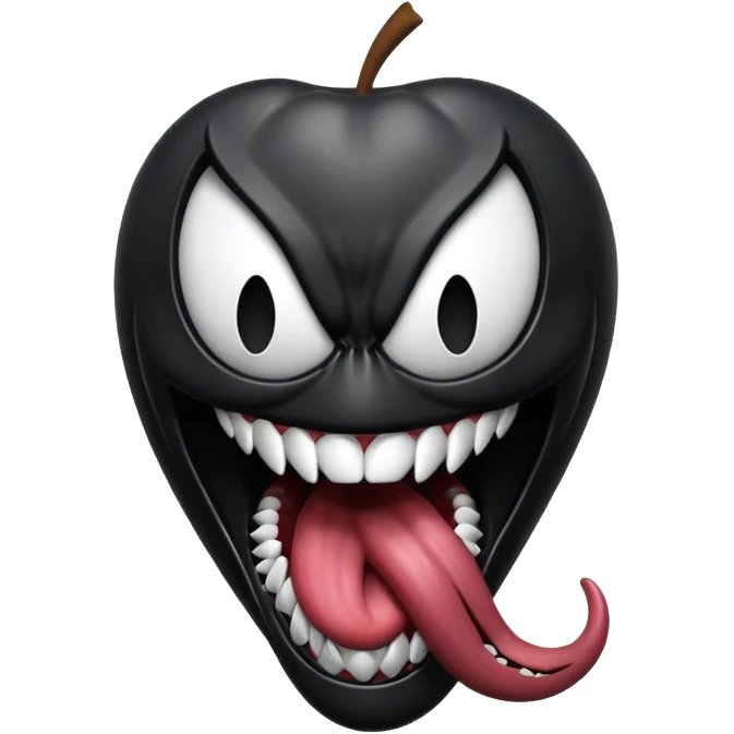 Venom symbiote, intense and energetic, tongue sticking out, Apple OS emoji style, no apple shape emoji