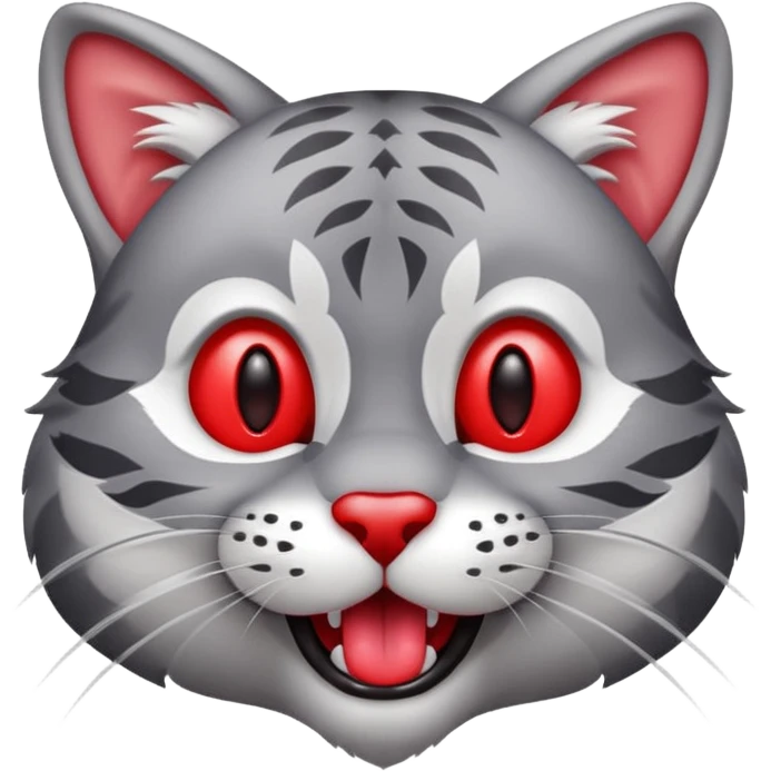 grey wildcat with a red nose and tongue emoji