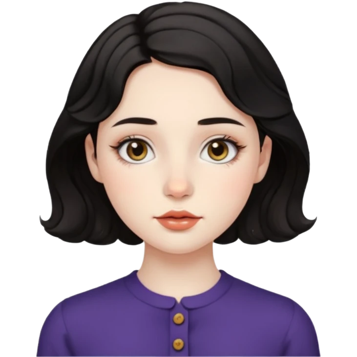 aesthetic girl , pale skin, doe eyes, button nose, soft arched brows,round face,full lips,short wavy black hair. please kindly genarate this avatar emoji
