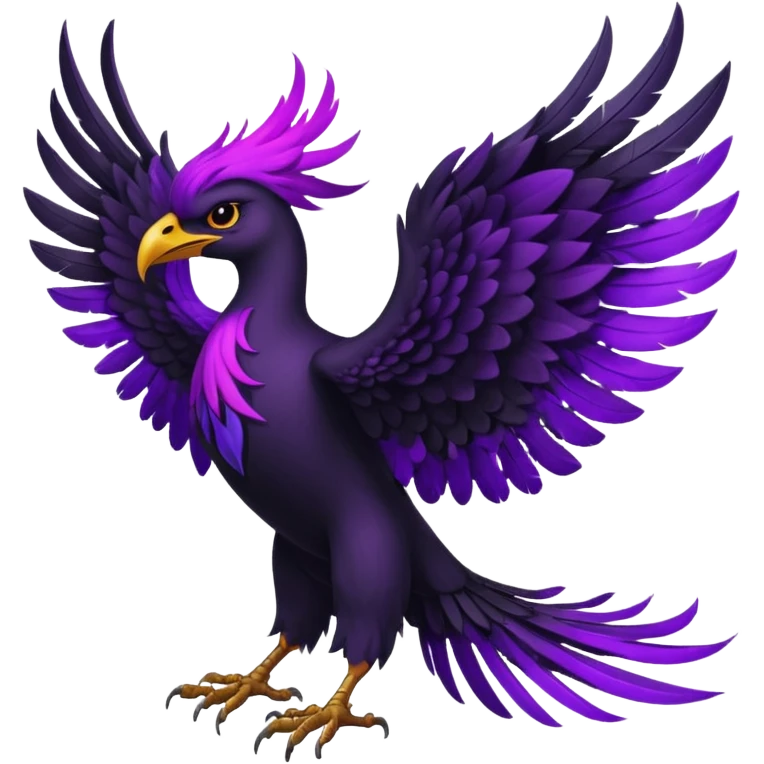 Giant Black Pheonix with Purple Fire emoji