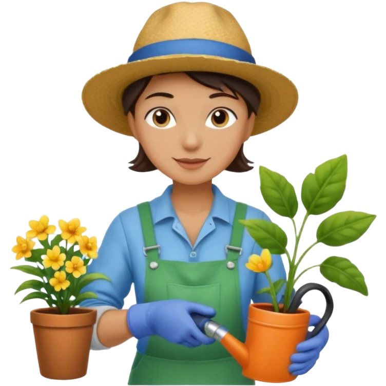 jardinier qui arrose des plantes emoji