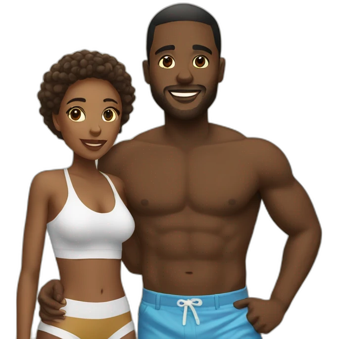 Black Couple on the beach emoji