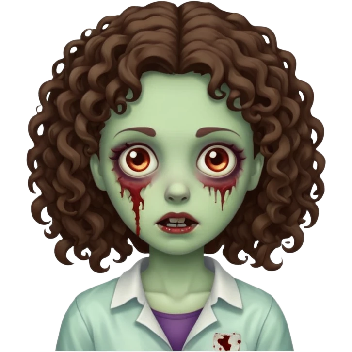 a zombie girl, the hair is curly and bruenette emoji