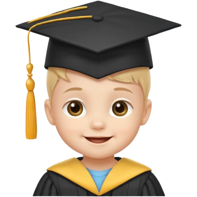 baby sitting and wearing a graduation hat emoji