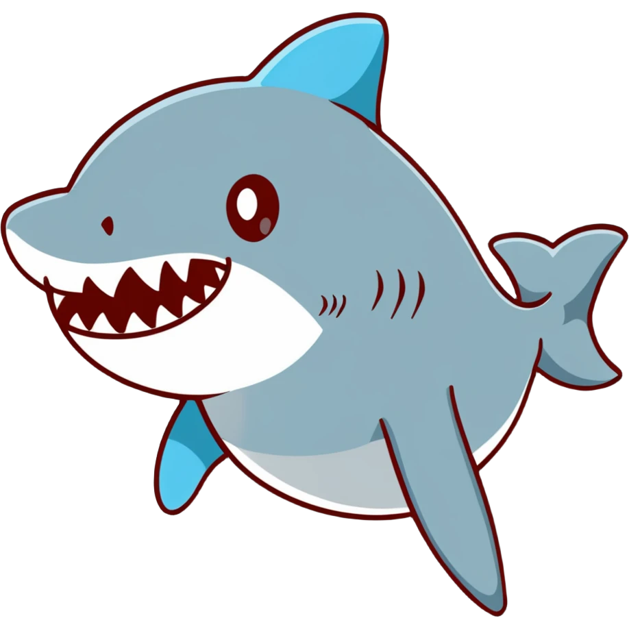Shark man swollen and inflated like in cartoon emoji