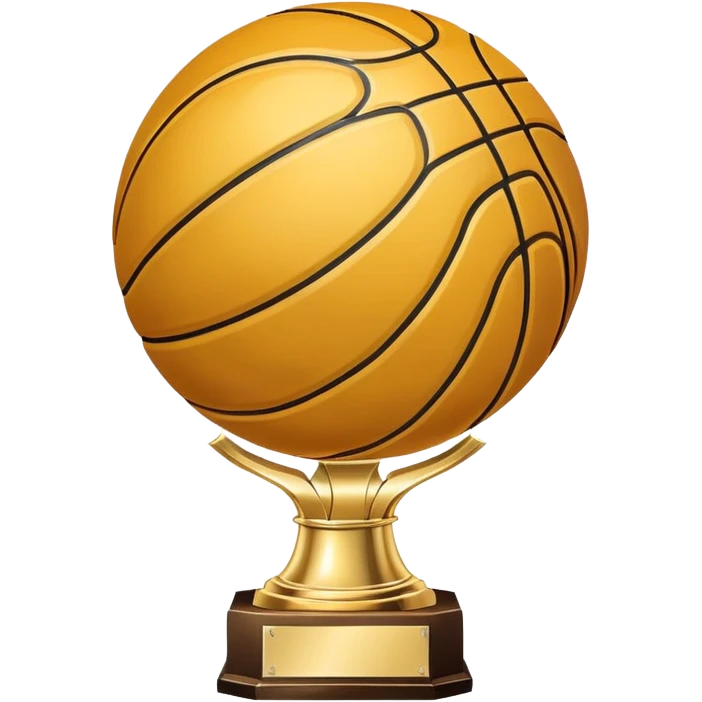 gleaming gold basketball trophy, polished gold basketball with classic seams emoji
