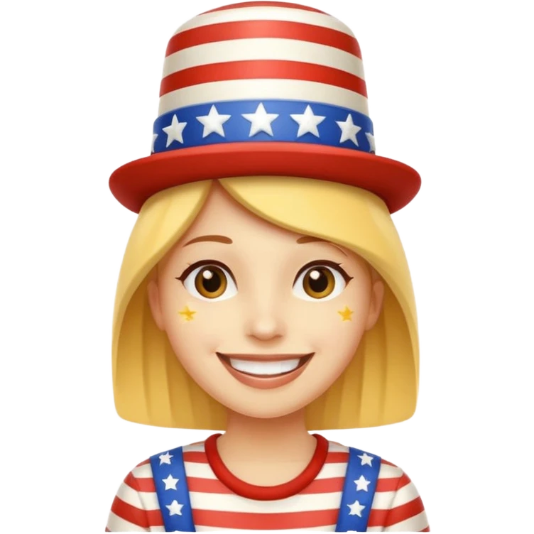 smiling emoji wearing stars and stripes hat celebrating Independence Day emoji