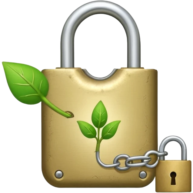 A seed germinating with a sprout sticking out of it in the shape of a pad lock with the seed being the body of the padlock and the sprout being the shackle of the padlock. emoji